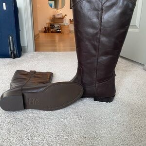Frye Brown Wide Calf Leather Knee-High Boots